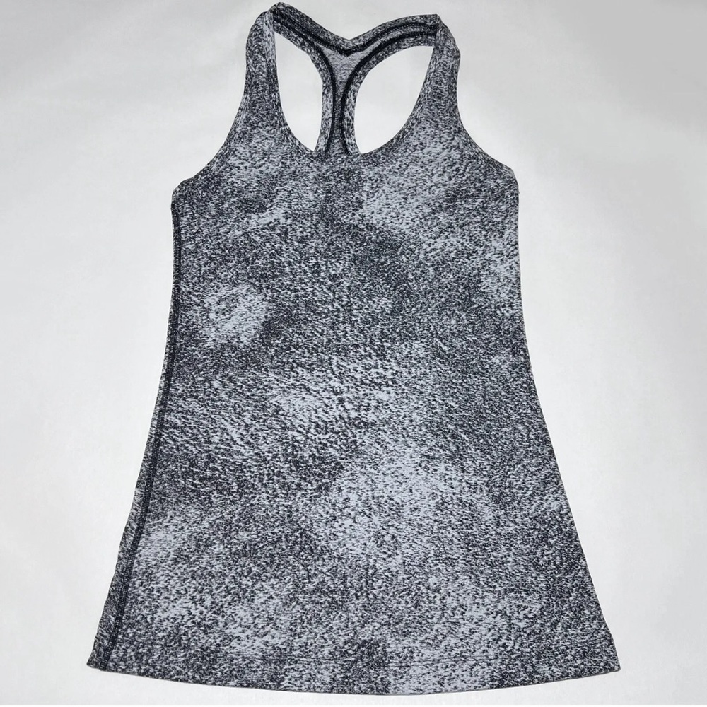 Lululemon Womens Cool Racerback II in Luon Spray Jacquard White Black Size 12